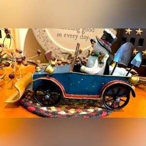 Christmas Snowman Truck Figurine Decor
